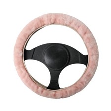 Sheepskin Fleece Wool Steering Wheel Cover Fleecy Soft Pink Stretch Universa Fit