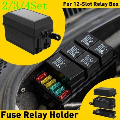 2/3Set Automotive Holder Relay Fuse Box Block 6 For Relay & ATC Blade Fuses