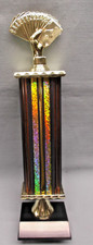 bridge hand trophy wide brown column weighted base tall winner size