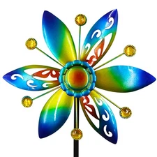 Small Wind Spinner for Outdoor, Kinetic Wind Spinner & Sculpture with Butterf...