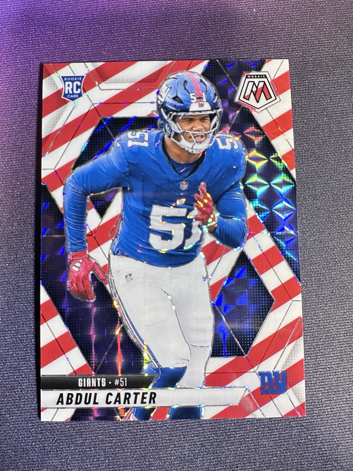2025 Panini Mosaic Abdul Carter Red & White Stripes Mosaic Prizm Rookie RC #317