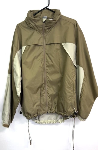 ATHLETIC WORKS MENS XL 46/48 BEIGE NYLON WINDBREAKER JACKET