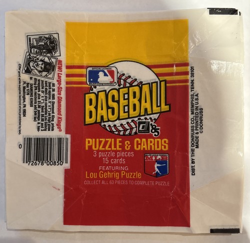 1985 Donruss Baseball Card Wax Pack Wrapper