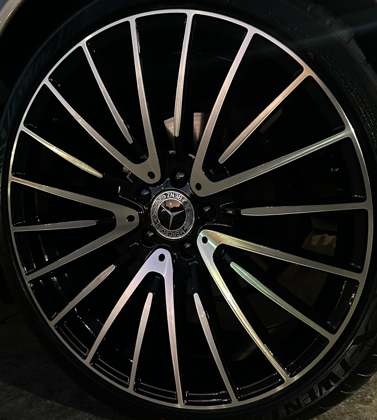 21'' Wheels fit Mercedes S550 Bentley S63 Black Machine Tires GLC CL63 TPMS New