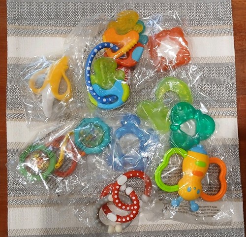 Baby Teether Rattle Toy Lot of 9 Cleaned Sanitized Individually Sealed