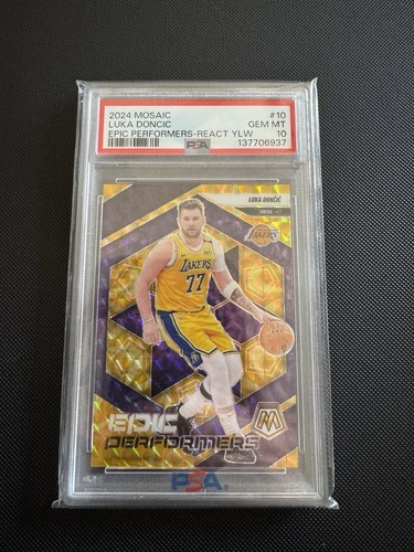 2024 Panini Mosaic Luka Dončić #10 Reactive Yellow Prizm /99 PSA 10 Color Match!