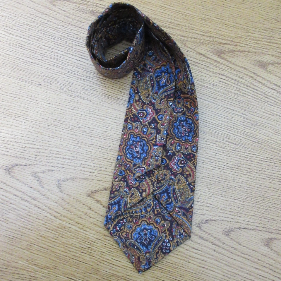 Corbata de punto de cachemira ancha de algodón vintage hecha a mano para hombre 57' B74 Foto 4 de 4