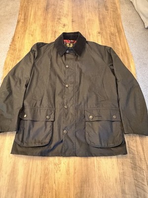 Barbour Ashby Wax Cotton, Black Tartan Jacket Coat Size Large