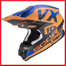 CASCO HELMET DA MOTO CROSS ENDURO MOTARD QUAD SCORPION VX16AIRX-TURN-ORANGE-BLUE