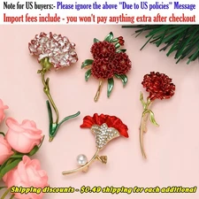 Beauty Enamel Carnation Brooches for Women Plant Flower Pins Gift for Mother