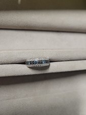 925 Blue Natural Diamond Ring Blue Diamond Sterling Silver Ring