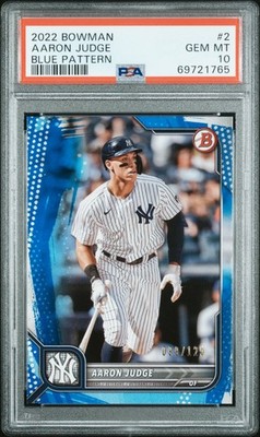 AARON JUDGE 2022 BOWMAN BLUE PATTERN JERSEY # SP 99/125 PSA 10 GEM MINT YANKEES