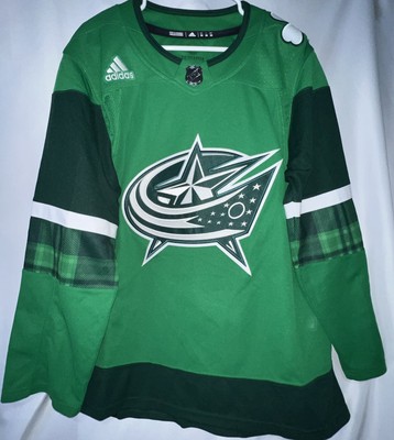 Adidas Columbus Blue Jackets St. Pats Day Hockey Jersey w/Fight Strap Sz 50 NWT