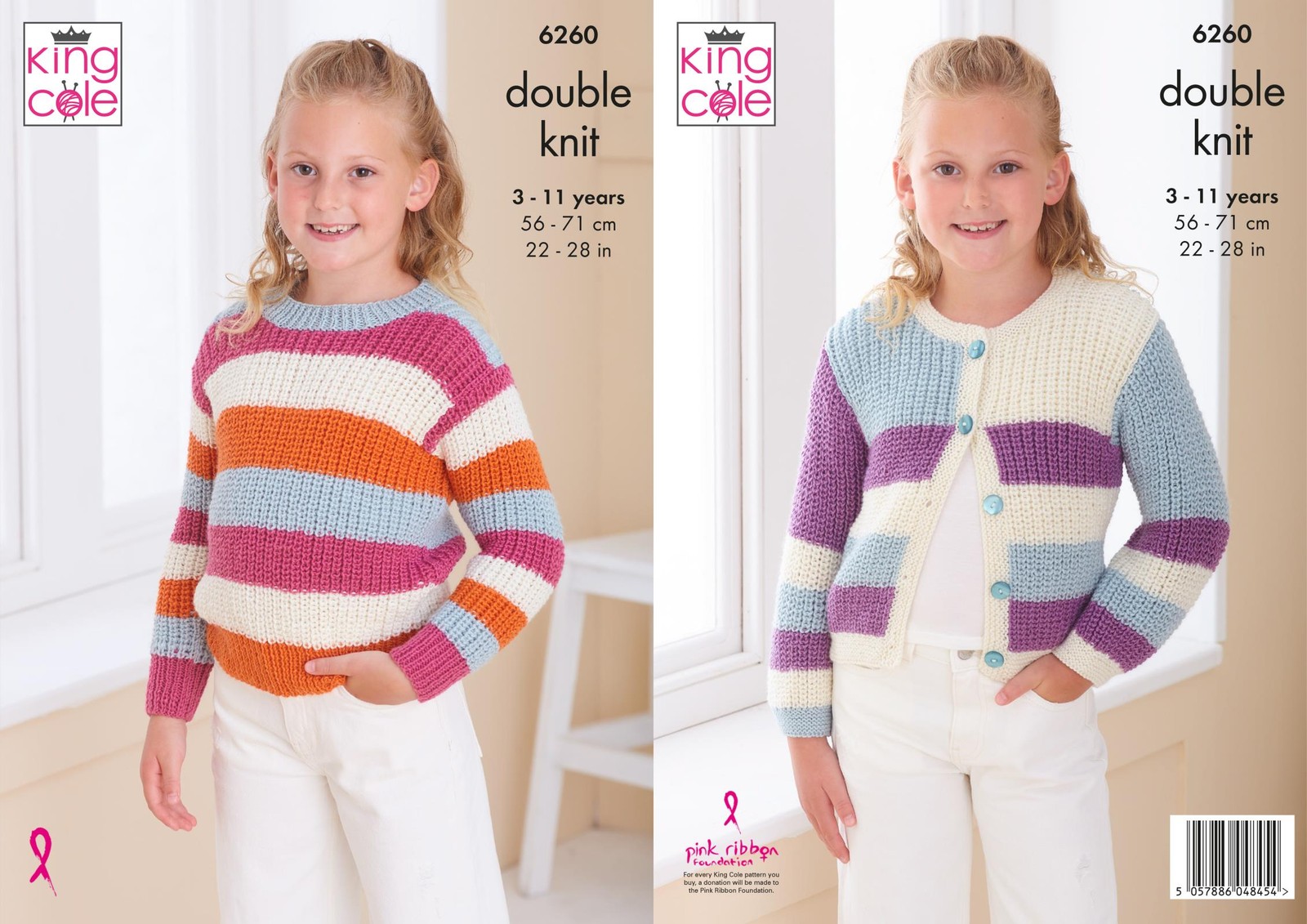 King Cole 6260 Knitting Pattern Childrens Sweater and Cardigan in Orchard DK