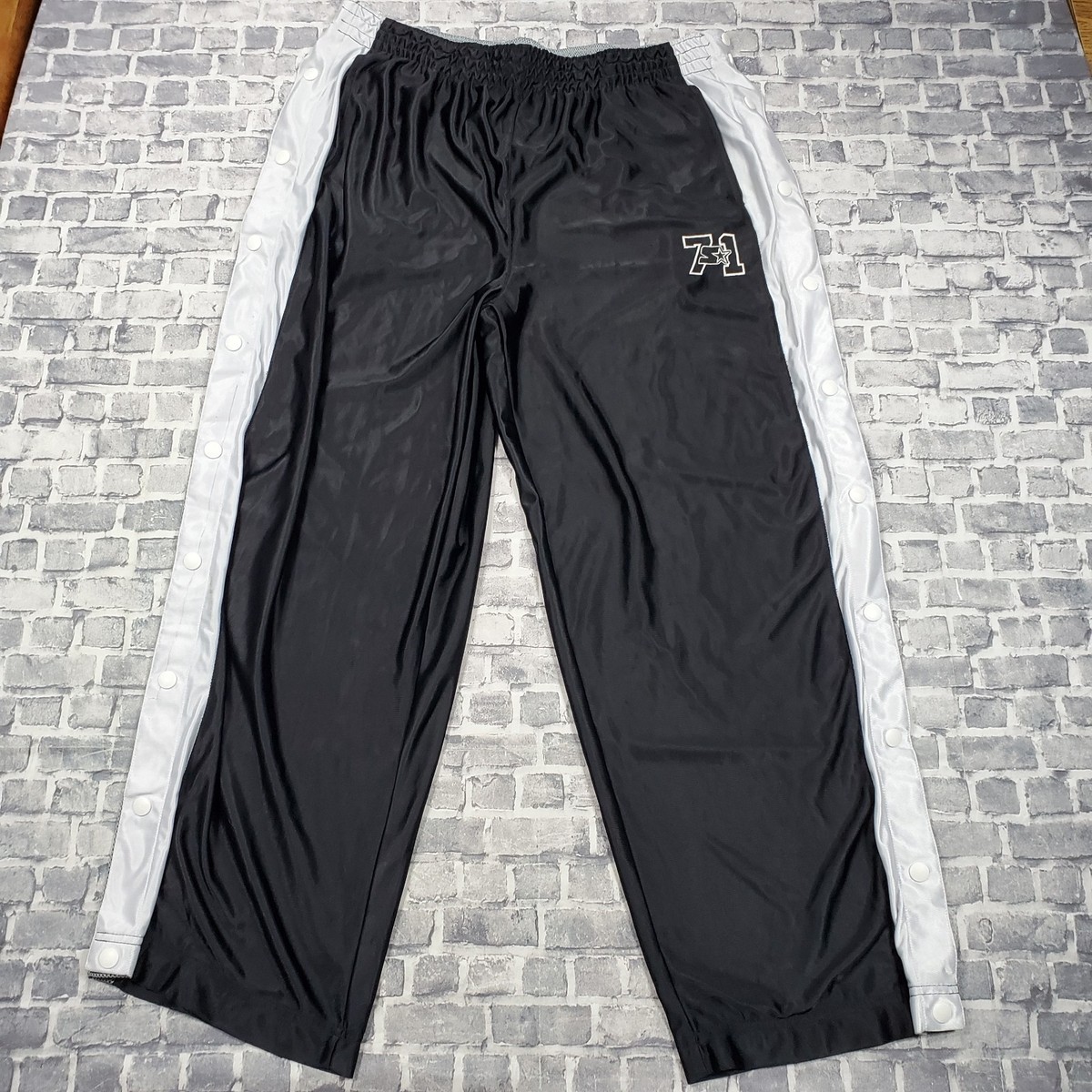 Vtg Y2K Starter Tear Away Pants Mens XL Black Shiny Dazzle Side