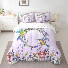 Hummingbird Comforter Set Twin Size 7 Pieces Twin Floral Birds Bedding Set Gi...