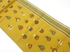 7524268: JAPANESE KIMONO JAPANESE NAGOYA OBI / CHIKUZEN HAKATA / WOVEN GEOMETRIC
