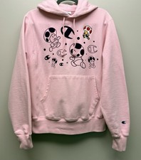Champion x Super Mario Bros Toad Reverse Weave Pink Women  s Hoodie S