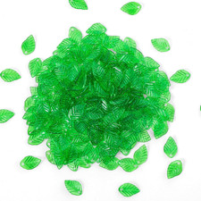 300PCS Green Acrylic Leaf Beads Charms for Jewelry Making Leaf Pendants for DIY