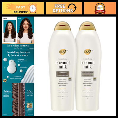 Nourishing Coconut Milk Shampoo & Conditioner Set - Moisturizing Hair Care, 2 Pa