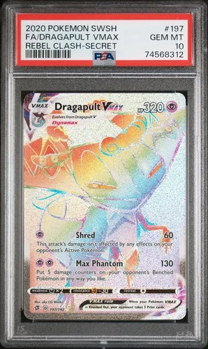 Pokemon Rebel Clash Dragapult VMax 197/192 PSA 10 (Secret/Rainbow Rare)