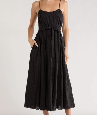 NEW, Ulla Johnson Cerise Clip Dot Lace Trim Dress in Black Sz 2 #MD1650
