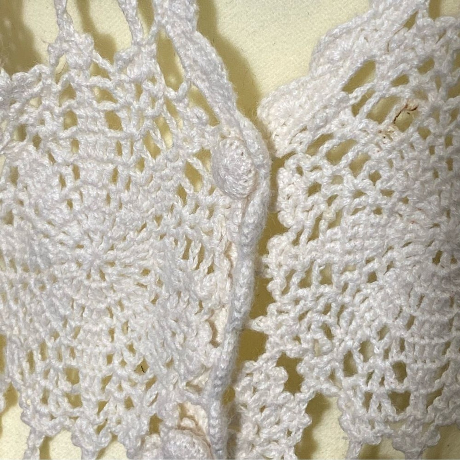 Vintage Sostanza Open Knit Crochet Doily Like Button Up Sweater Vest Women's Med