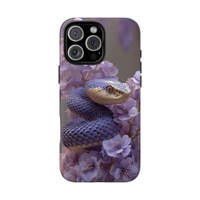 For iPhone / Galaxy / Pixel | Phone Ink Case - Purple Snake Flowers