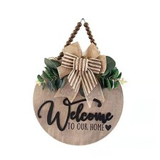 3D Welcome Sign for Front Door  Home/Farmhouse Porch D cor Dia:12in Oak Nature