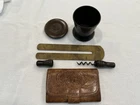 Lot Of Civil War Era Antiques, Wallet, Travel Cup, Button Polisher, Corkscrew