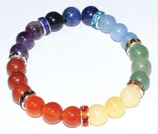 Chakra Spacer Beaded Bracelet 8mm Crystal Healing Gemstones Reiki Meditation