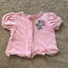 Vintage Disney pink Minnie Mouse graphic embroidered blouse, 24M, short sleeve