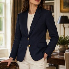 J.Crew Schoolboy Blazer Navy Gold Crest Buttons 14 Old Money Preppy Corpcore