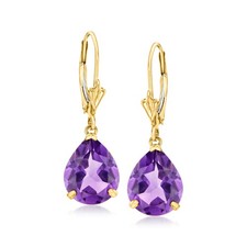 Ross-Simons 5.50 ct. t.w. Pear-Shaped Amethyst Earrings in 14kt Yellow Gold