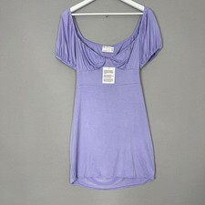 ASOS Design Cupped Open Tie Back Mini Dress Womens 12 Purple Milkmaid Party Boho