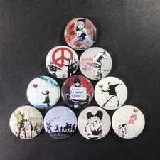 Banksy 1" Button Pin Set Street Art Artist Political Satire