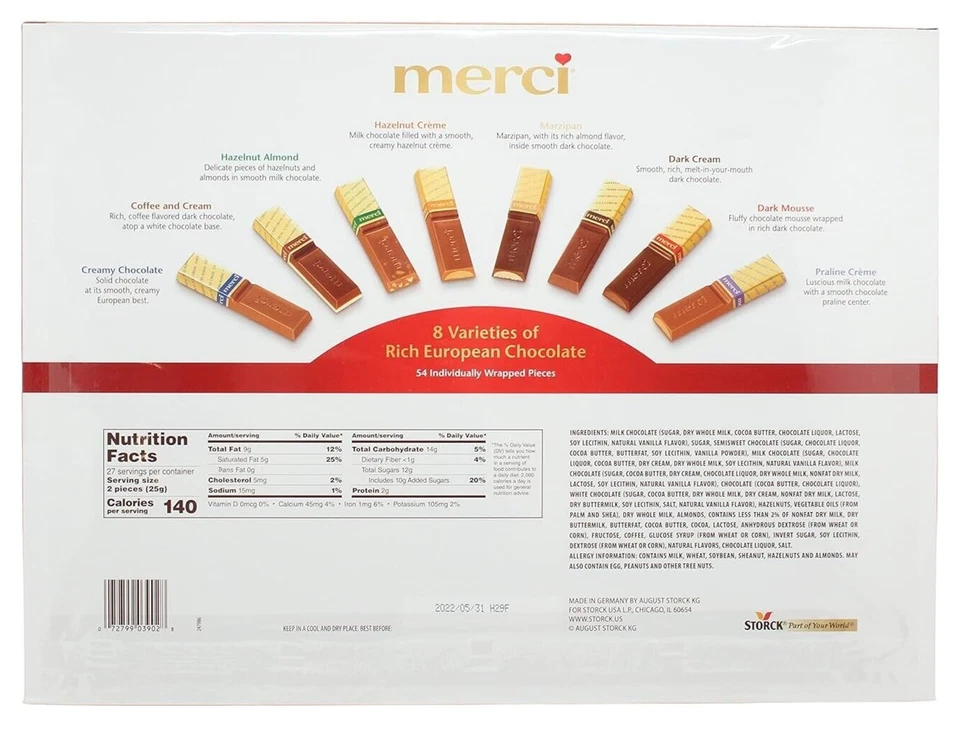 Merci Finest Surtido de Chocolates Europeos 23.8 OZ, 8 Variedades, 54 Piezas Foto 3 de 3