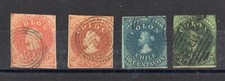 CHILI SERIE DE 4 TIMBRES OBLITERES N°5/5a/6/10a Cote: 153€