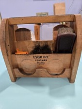 Vintage Esquire Footman DeLuxe Shoe Shine Box W 3 Brushes