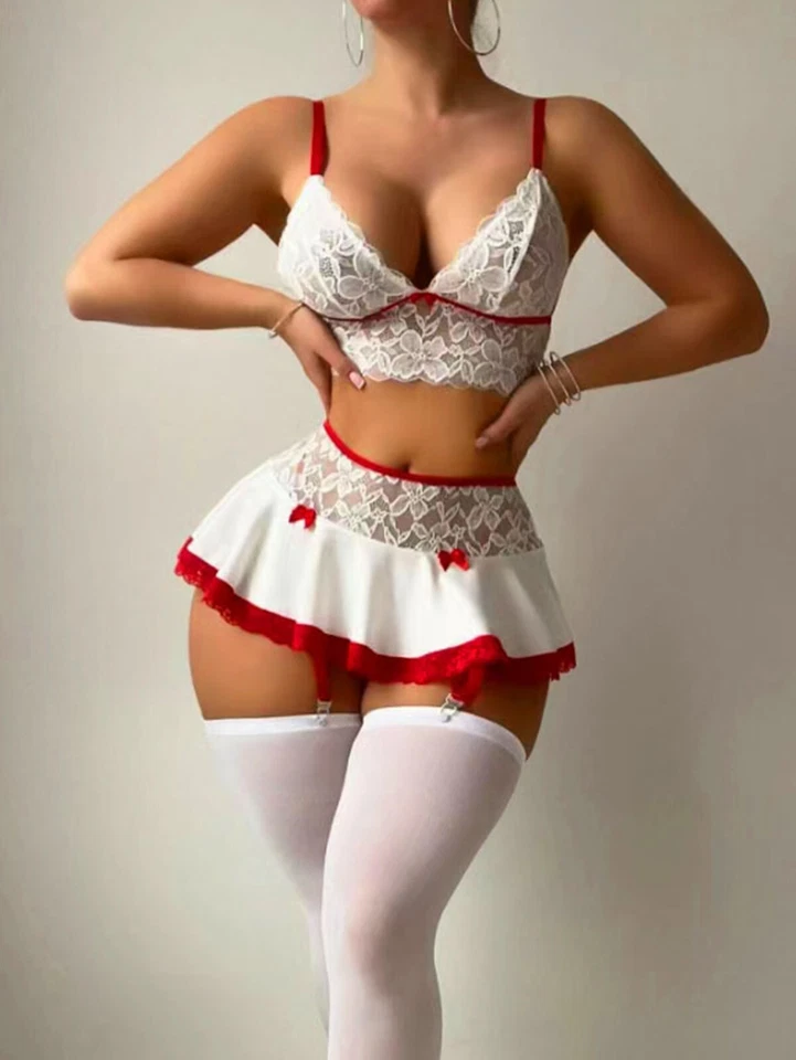 Sexy-Lencería para mujer Tanga Encaje Prendas para dormir Vestido Babydoll Prendas para dormir Ropa interior Foto 2 de 4