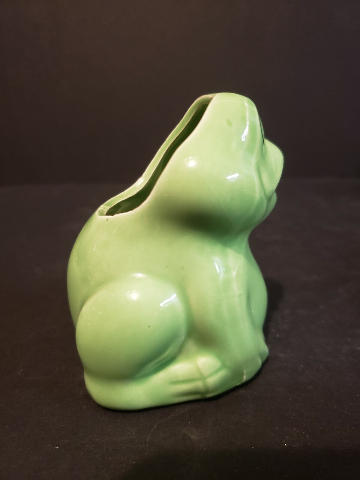 Cute Smiling Frog Toad Figurine Sitting Planter Porcelain