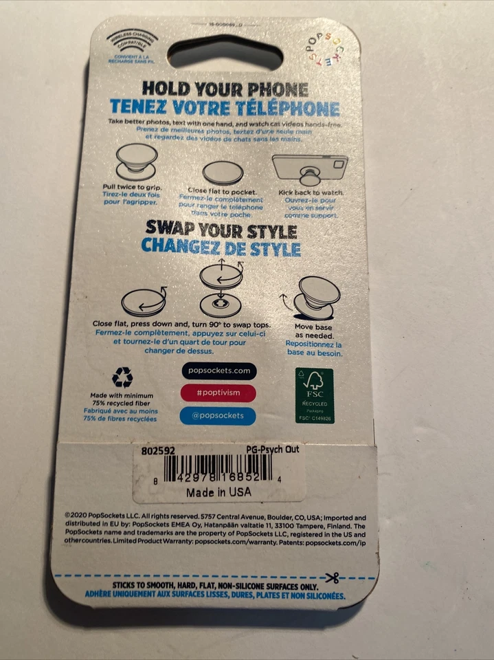 PopSockets Phone Grip Stand TIE DYE PSYCH OUT POPGRIP PopSocket zaf - Image 2 of 2