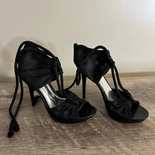 Bakers Black High Heels Shoes Woman’s 6.5 Christine Open Toe Formal Prom Hoco