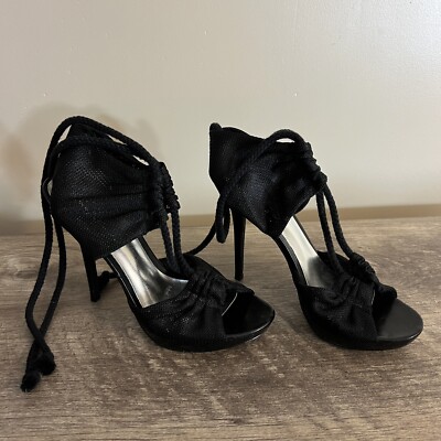 Bakers Black High Heels Shoes Woman’s Christine Open Toe Formal Prom  Hoco