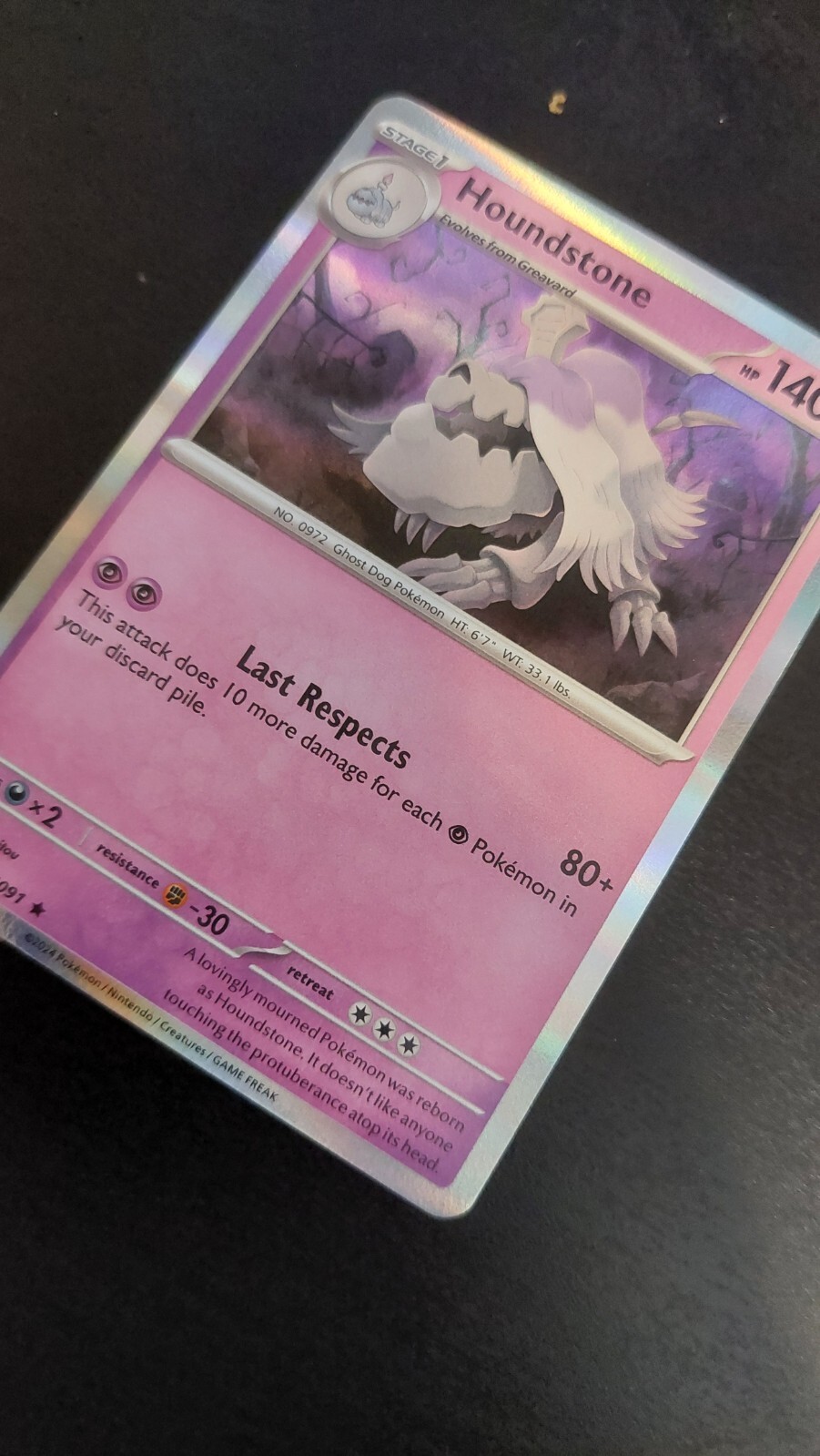 Houndstone 43/91 Holographic Pokemon card
