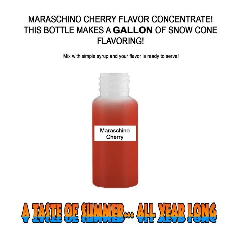 SUMMER SNOW ENTERTAINMENT MARASCHINO CHERRY MIX SNOW CONE/SHAVED ICE FLAVOR CONCENTRATE MAKES 1 GALLON