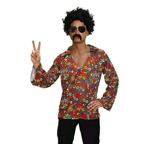 SOWEST Hippie Flower Power 60s 70s 1960s Hippy Fancy Dress Costume CND Shirt Mens Adult