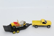 VERY NICE MAISTO  DIECAST PICK UP TRUCK AND CAR TRAILER w/HW T-BUCKET 1:64 SCALE