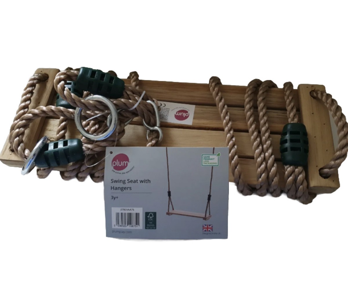 Plum Play Wooden Garden Swing Seat with Height Adjustable Ropes