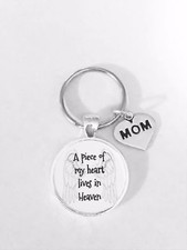 Memorial Keychain Mom A Piece Of My Heart Lives In Heaven Sympathy Gift